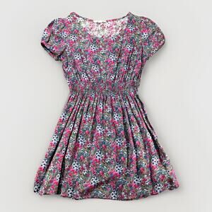 Kai Fit & Flare Dress Womens Large Floral Elastic Waist Cottage Praire Peasant